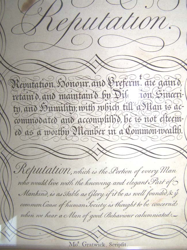 An 18th century engraving entitled "REPUTATION" printed by George Bickham in London in 1741 — image 3